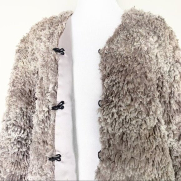 Vintage Handmade Faux Fur Shag Teddy Jacket Gray Neutral Gray Small/Medium - Picture 5 of 11